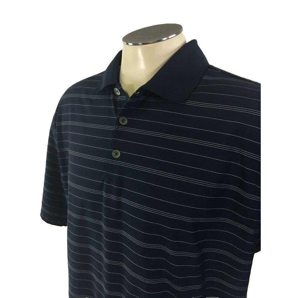 Nike Golf Fit Dry‎ Polo Shirt L Blue White Stripe Short Sleeve Mens - Picture 3 of 4